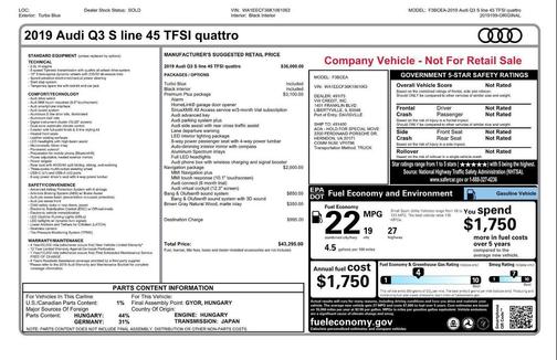 2019 Audi Q3 2.0T S line Premium Plus