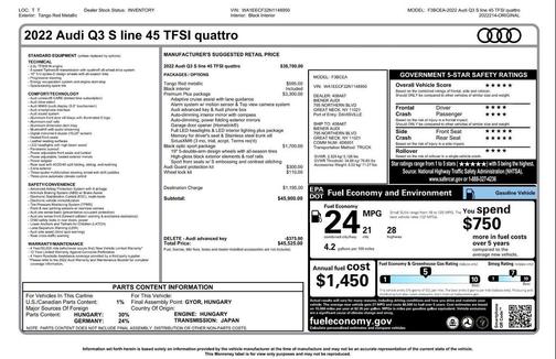 Tango Red Metallic 2022 Audi Q3 45 S line Premium Plus
