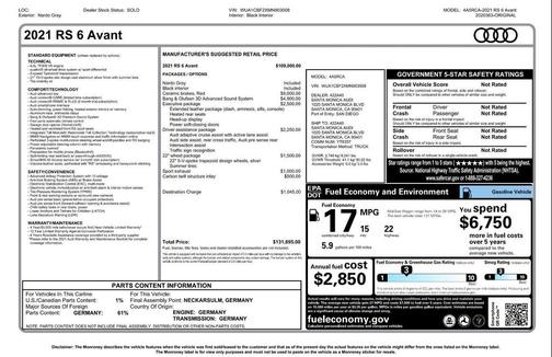 Nardo Gray 2021 Audi RS 6 Avant 4.0T
