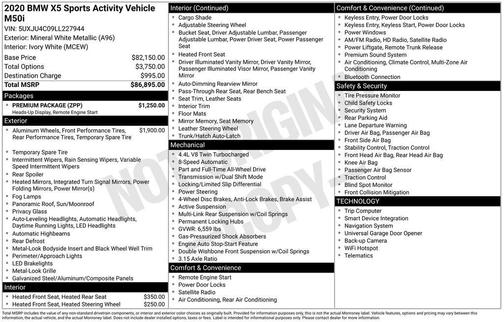 Mineral White Metallic 2020 BMW X5 M50i