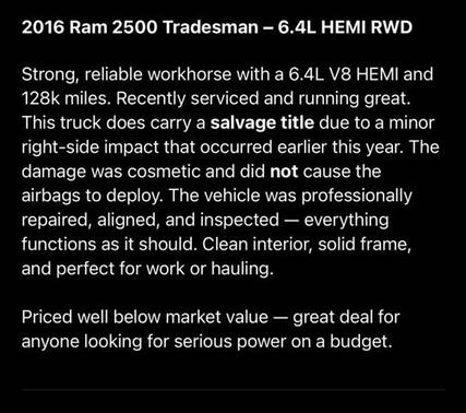 2016 RAM 2500 Tradesman