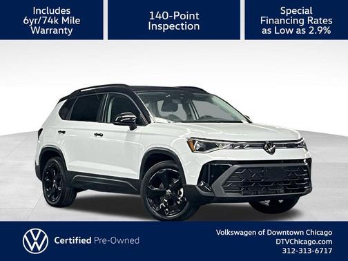Pure White w/Deep Black Roof 2025 Volkswagen Taos 1.5T SE Black