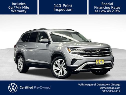 Silver Metallic 2022 Volkswagen Atlas 3.6L SE w/Technology