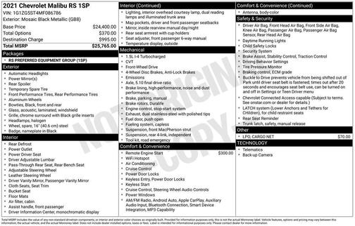 2021 Chevrolet Malibu RS