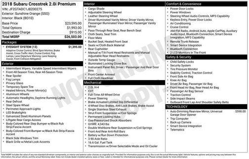 2018 Subaru Crosstrek 2.0i Premium