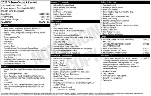 2022 Subaru Outback Limited