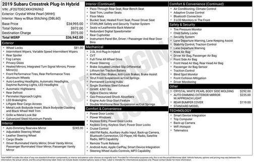 2019 Subaru Crosstrek Hybrid Base