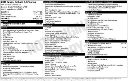 2018 Subaru Outback 2.5i Touring