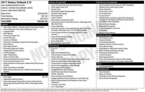 2017 Subaru Outback 2.5i