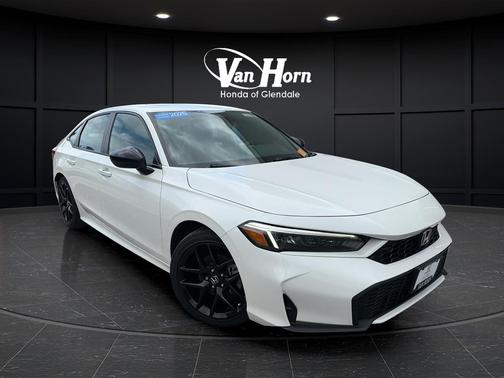 Platinum White Pearl 2025 Honda Civic Hybrid Sport