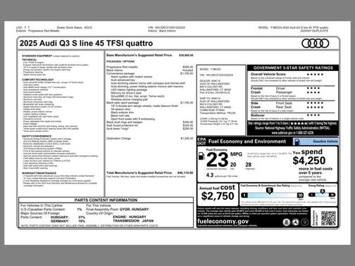 2025 Audi Q3 Premium 45 TFSI S line quattro Tiptronic