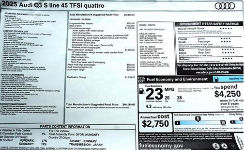 2025 Audi Q3 Premium 45 TFSI S line quattro Tiptronic