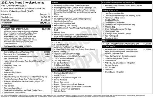 Baltic Gray Metallic Clearcoat 2022 Jeep Grand Cherokee Limited