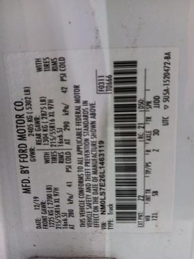 Frozen White 2020 Ford Transit Connect XL Cargo Van