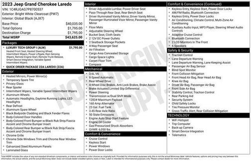 Bright White Clearcoat 2023 Jeep Grand Cherokee Laredo