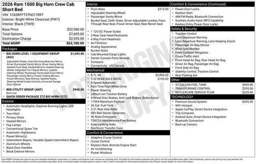 2026 RAM 1500 Big Horn/Lone Star