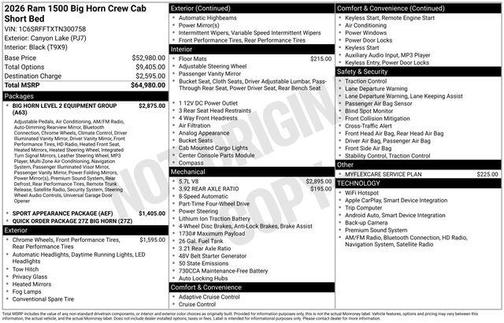 2026 RAM 1500 Big Horn/Lone Star