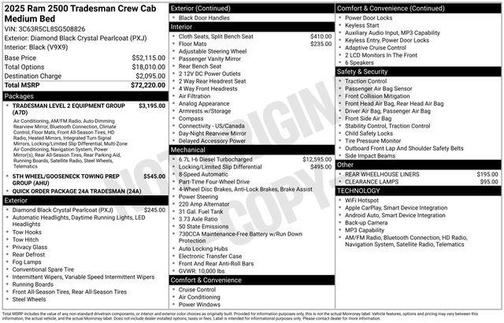 2025 RAM 2500 Tradesman Crew Cab 4x4 6'4' Box
