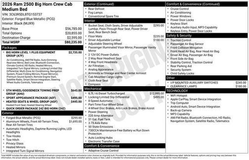 2026 RAM 2500 Big Horn