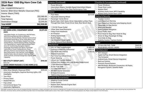 2026 RAM 1500 Big Horn/Lone Star