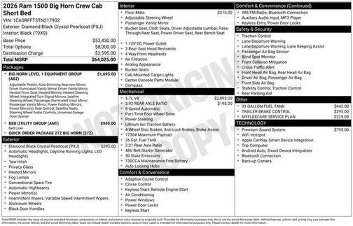 2026 RAM 1500 Big Horn/Lone Star