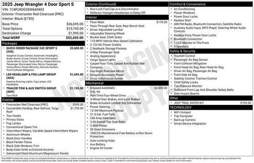 Firecracker Red Clearcoat 2025 Jeep Wrangler Sport S