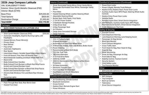 Silver Zynith Metallic Clearcoat 2026 Jeep Compass Latitude