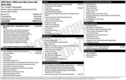 Diamond Black Crystal Pearlcoat 2022 RAM 1500 Big Horn/Lone Star