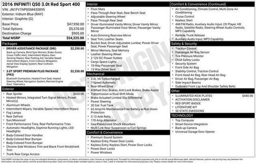 2016 INFINITI Q50 3.0t RED SPORT 400