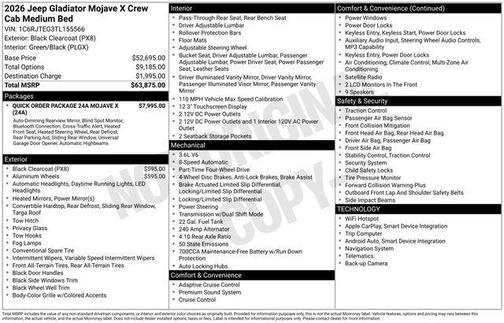Black Clearcoat 2026 Jeep Gladiator Mojave X 4x4