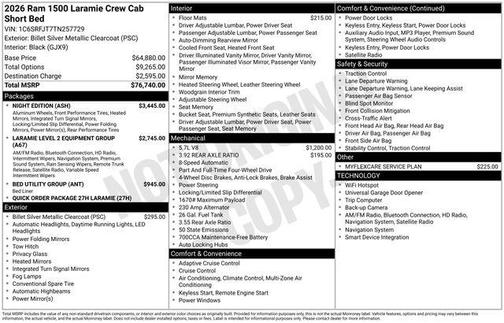 Billet Silver Metallic Clearcoat 2026 RAM 1500 Laramie