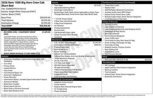 2026 RAM 1500 Big Horn/Lone Star