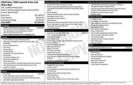Diamond Black Crystal Pearlcoat 2026 RAM 1500 Laramie