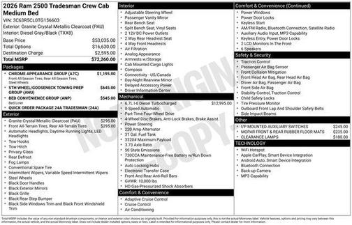 2026 RAM 2500 Tradesman Crew Cab 4x4 6'4' Box