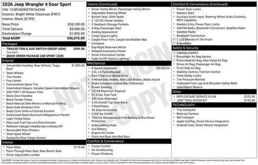 2026 Jeep Wrangler Sport