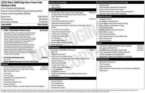 Diamond Black Crystal Pearlcoat 2023 RAM 2500 Big Horn Crew Cab 4x4 6'4' Box