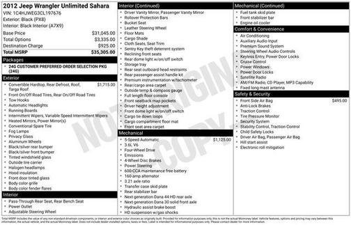 Black Clearcoat 2012 Jeep Wrangler Unlimited Sahara