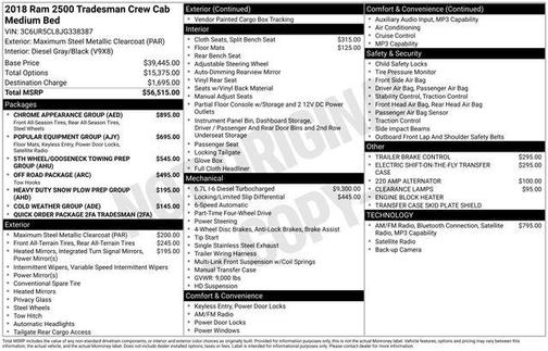 2018 RAM 2500 Tradesman Crew Cab 4x4 6'4' Box