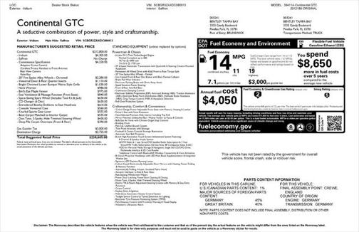 2013 Bentley Continental GTC $238K MSRP