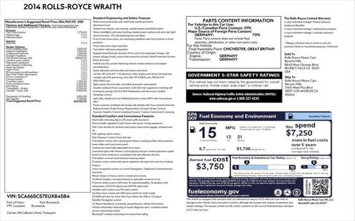 2014 Rolls-Royce Wraith $363K MSRP
