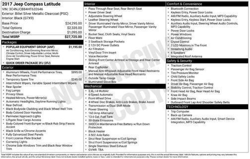 Billet Silver Metallic Clearcoat 2017 Jeep Compass Latitude