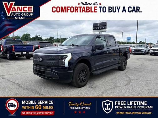 Blue 2025 Ford F-150 Lightning XLT