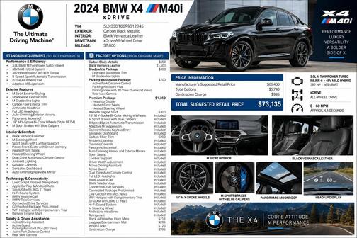 Carbon Black Metallic 2024 BMW X4 M40i