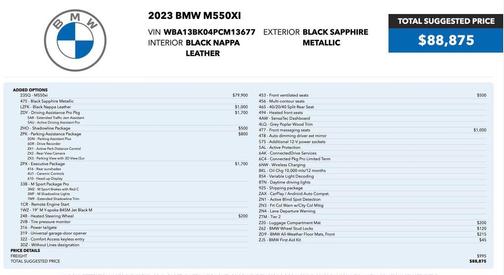 Black Sapphire Metallic 2023 BMW M550 i Xdrive