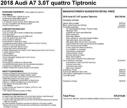 2018 Audi A7 3.0T Premium Plus