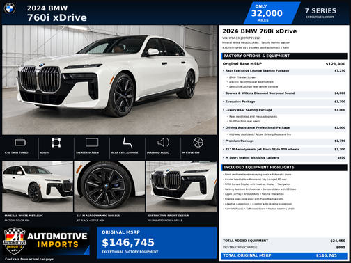 Mineral White Metallic 2024 BMW 760 i xDrive