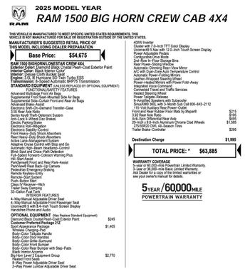 Diamond Black Crystal Pearlcoat 2025 RAM 1500 Big Horn/Lone Star