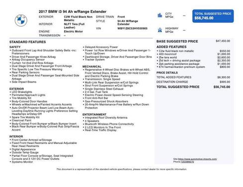 2017 BMW i3 94 Ah w/Range Extender