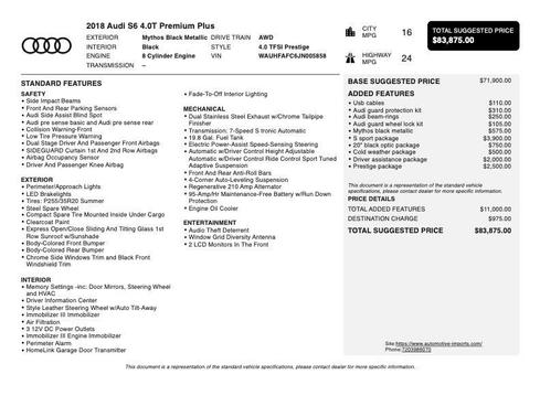 2018 Audi S6 4.0T Premium Plus