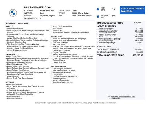 2021 BMW M550 i Xdrive